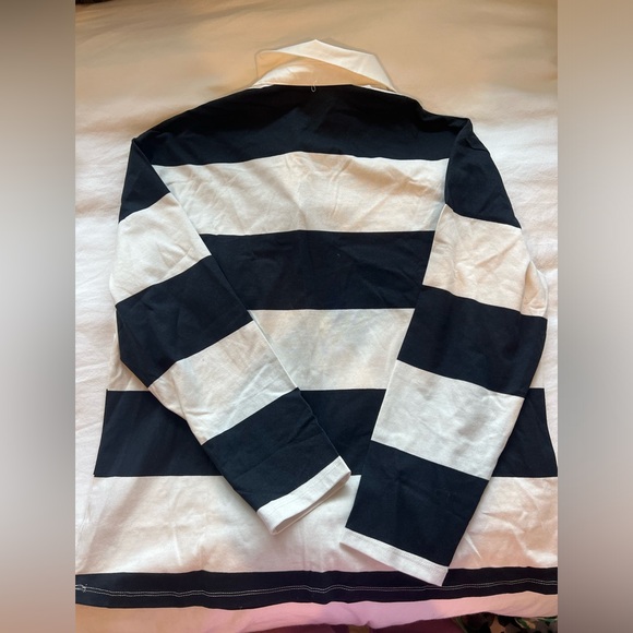 H&M Loose-Fit Polo Shirt Navy Stripe NWT Size Medium - Picture 10 of 10
